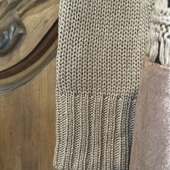 NEW Venus Crochet Faux Suede Fringed Brown Women's Cardigan Sweater Medium - Picture 8 of 13